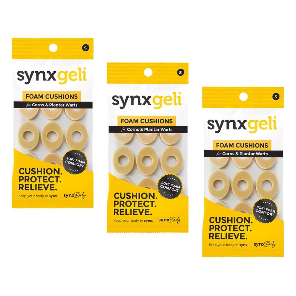 Synx Synxgeli Foam Cushions for Corn & Plantar Warts 9 Pack Bundle of 3