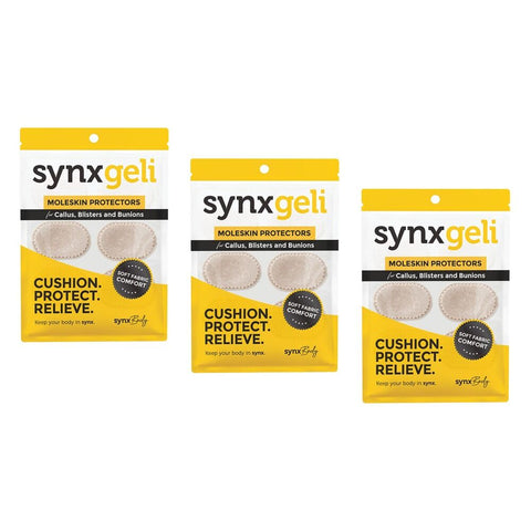 Synx Synxgeli Moleskin Protectors for Callus, Blisters & Bunions 6 Bundle of 3