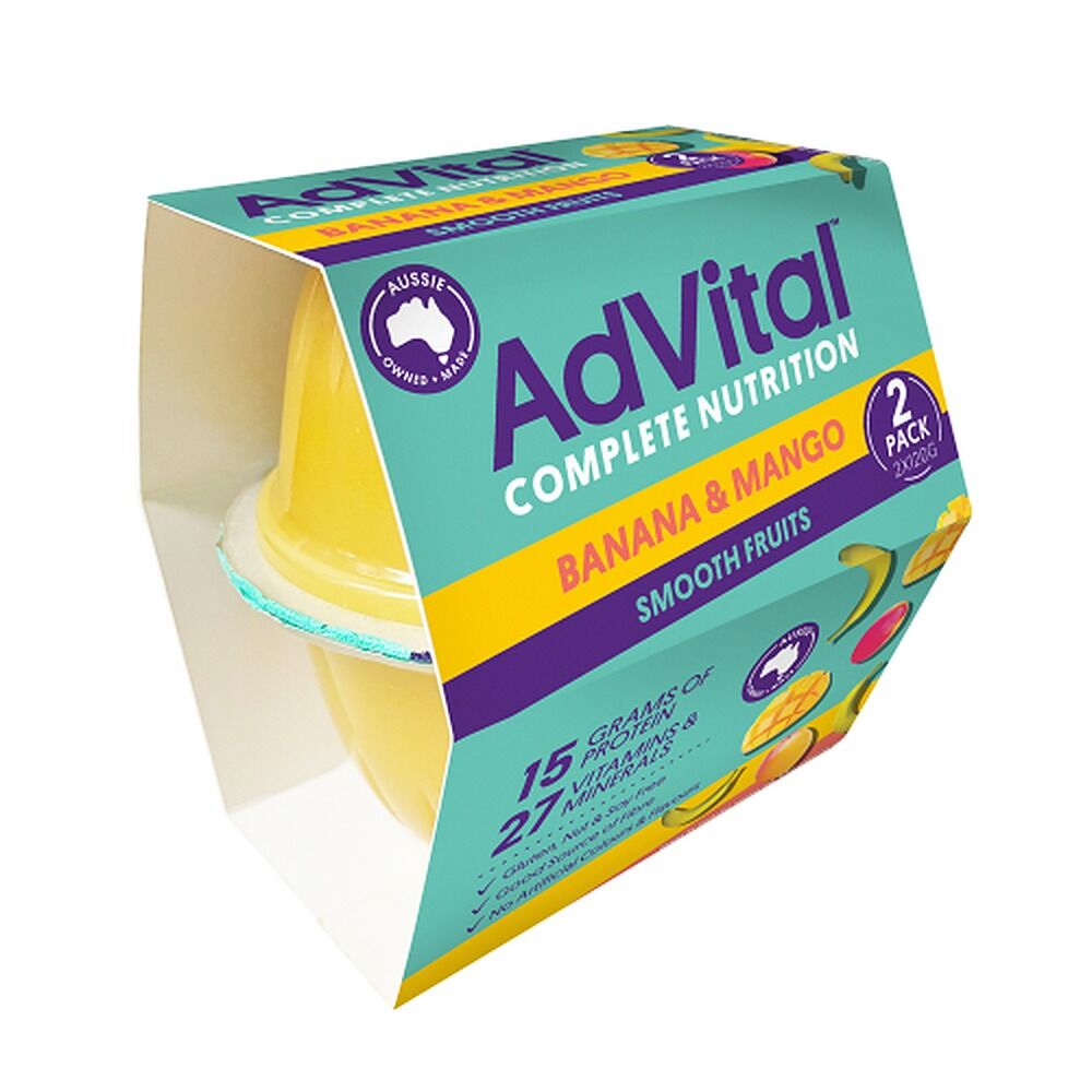 AdVital Banana and Mango Nutritionally Complete Smooth Fruits 120g x 2 Pack x 6