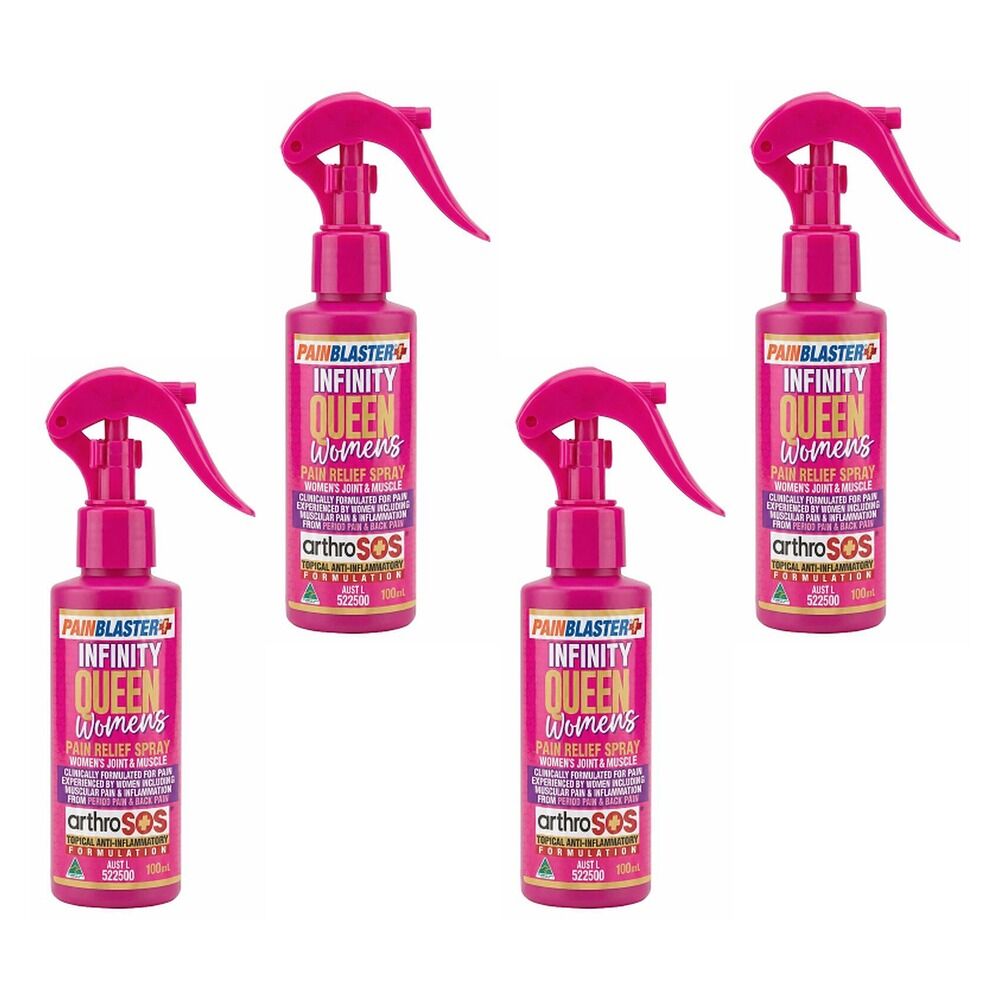 Pain Blaster Infinity Queen Women's Pain Relief Spray 100mL Pack of 4