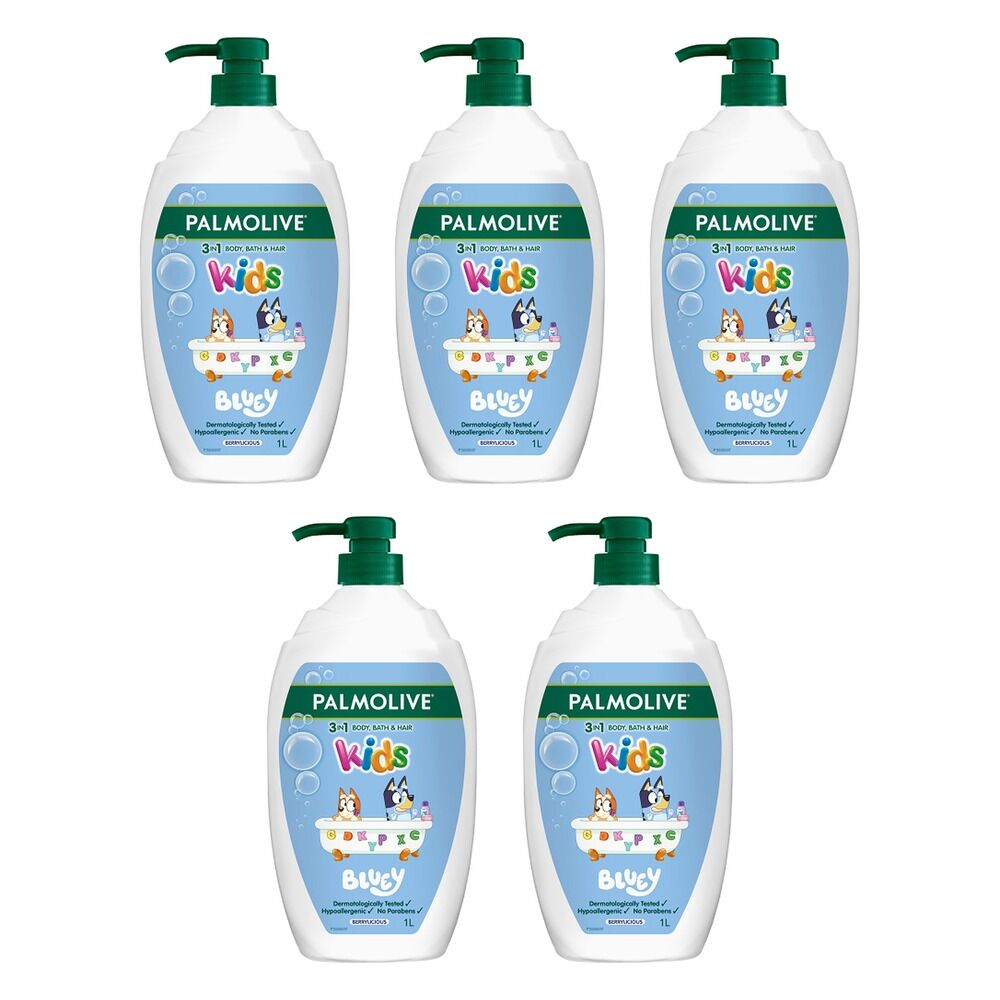 Palmolive Kids 3-in-1 Bluey Body, Bath & Hair Berrylicious 1L Pack of 5