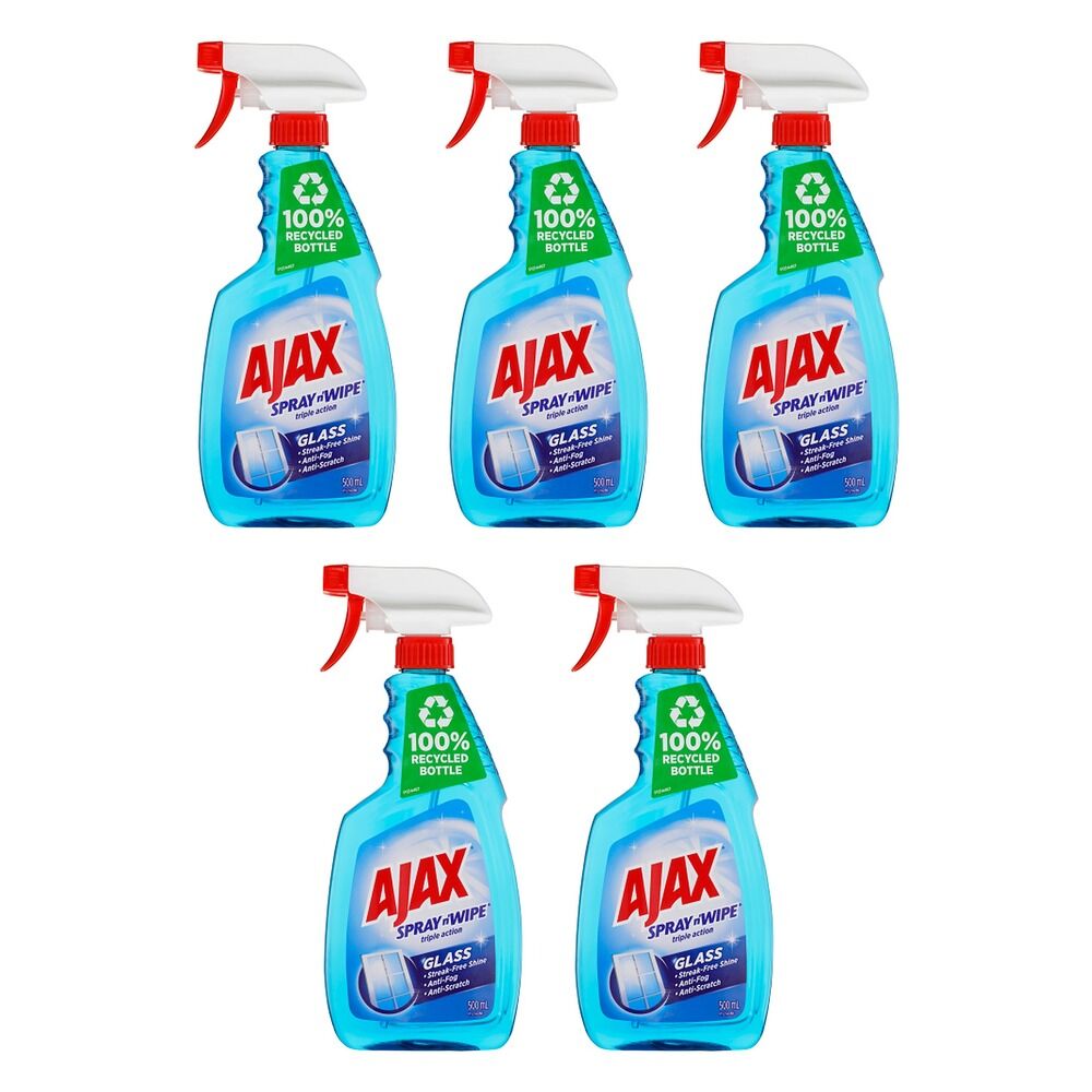 Ajax Spray n' Wipe Triple Action Glass Cleaner 500mL Pack of 5