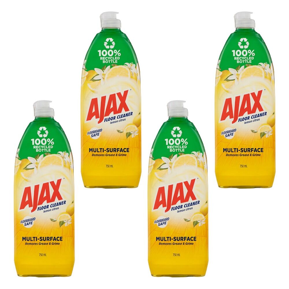 Ajax Floor Cleaner Lemon Citrus Burst 750mL Pack of 4
