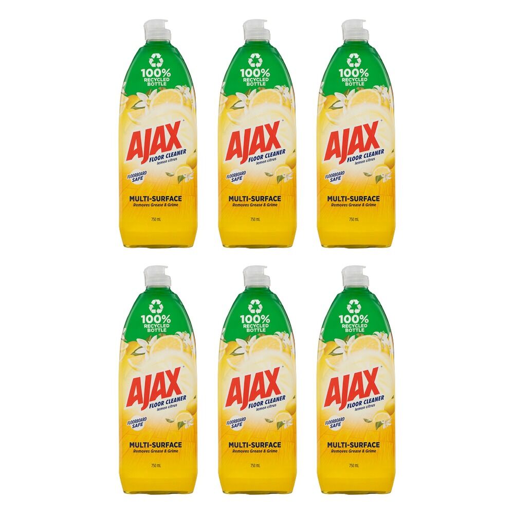 Ajax Floor Cleaner Lemon Citrus Burst 750mL Pack of 6