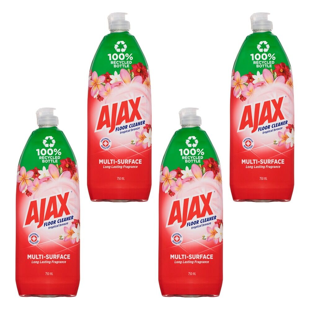 Ajax Floor Cleaner Tropical Breeze 750mL Pack of 4