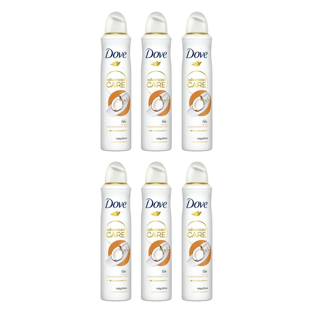 Dove Advanced Care 72h Anti-Perspirant Coconut & Jasmine Flower Scent Pack of 6