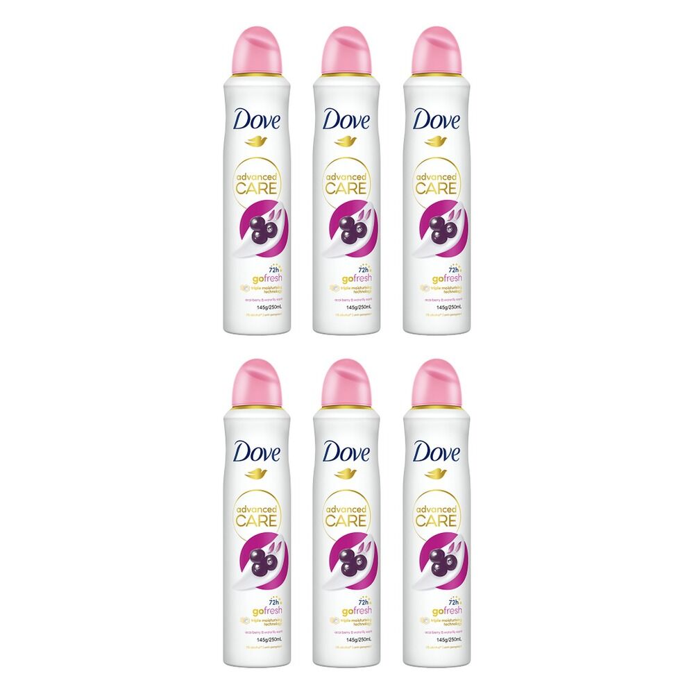 Dove Advanced Care 72h Go Fresh Antiperspirant Acai Berry & Waterlily Pack of 6