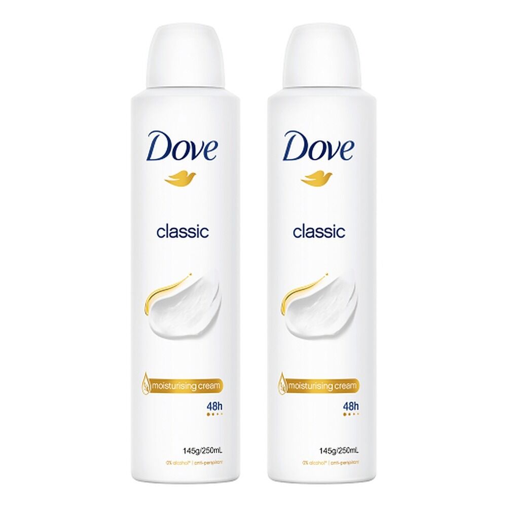Dove Classic 48h Anti-Perspirant 1/4 Moisturising Cream 250mL Pack of 2