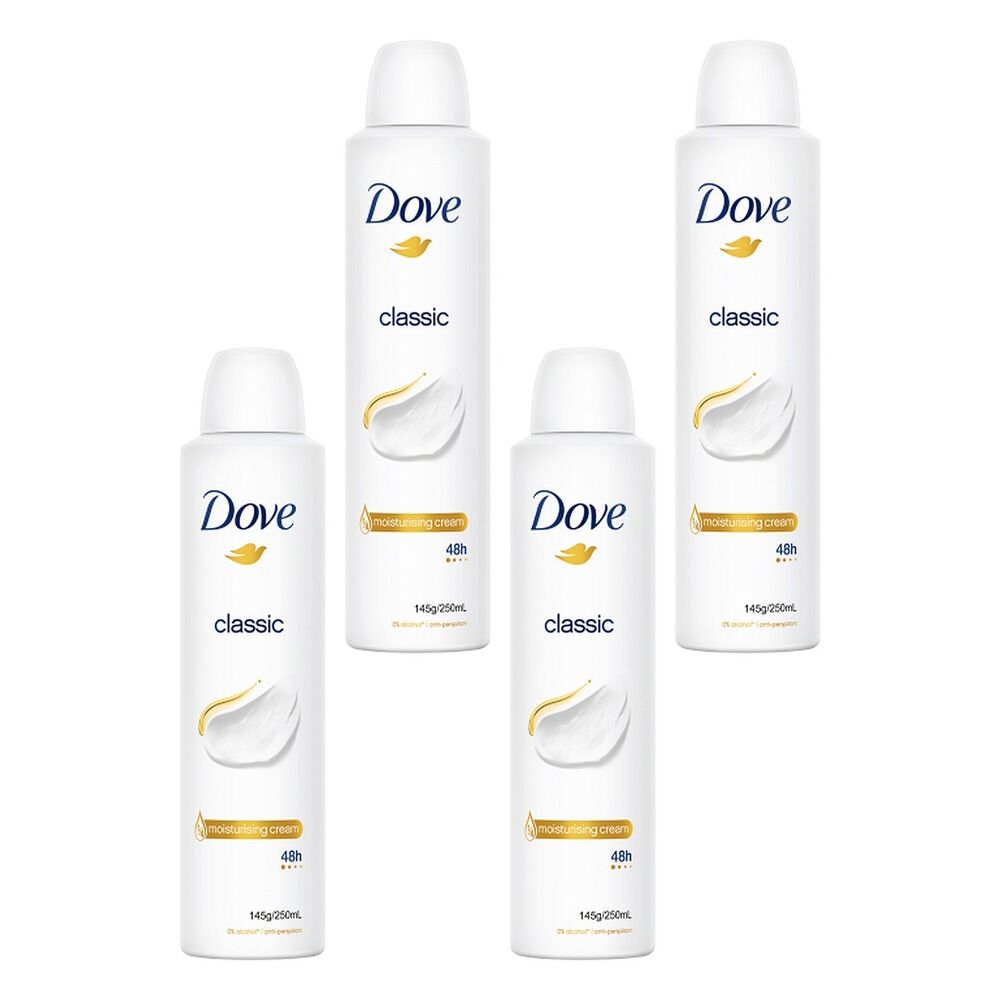 Dove Classic 48h Anti-Perspirant 1/4 Moisturising Cream 250mL Pack of 4