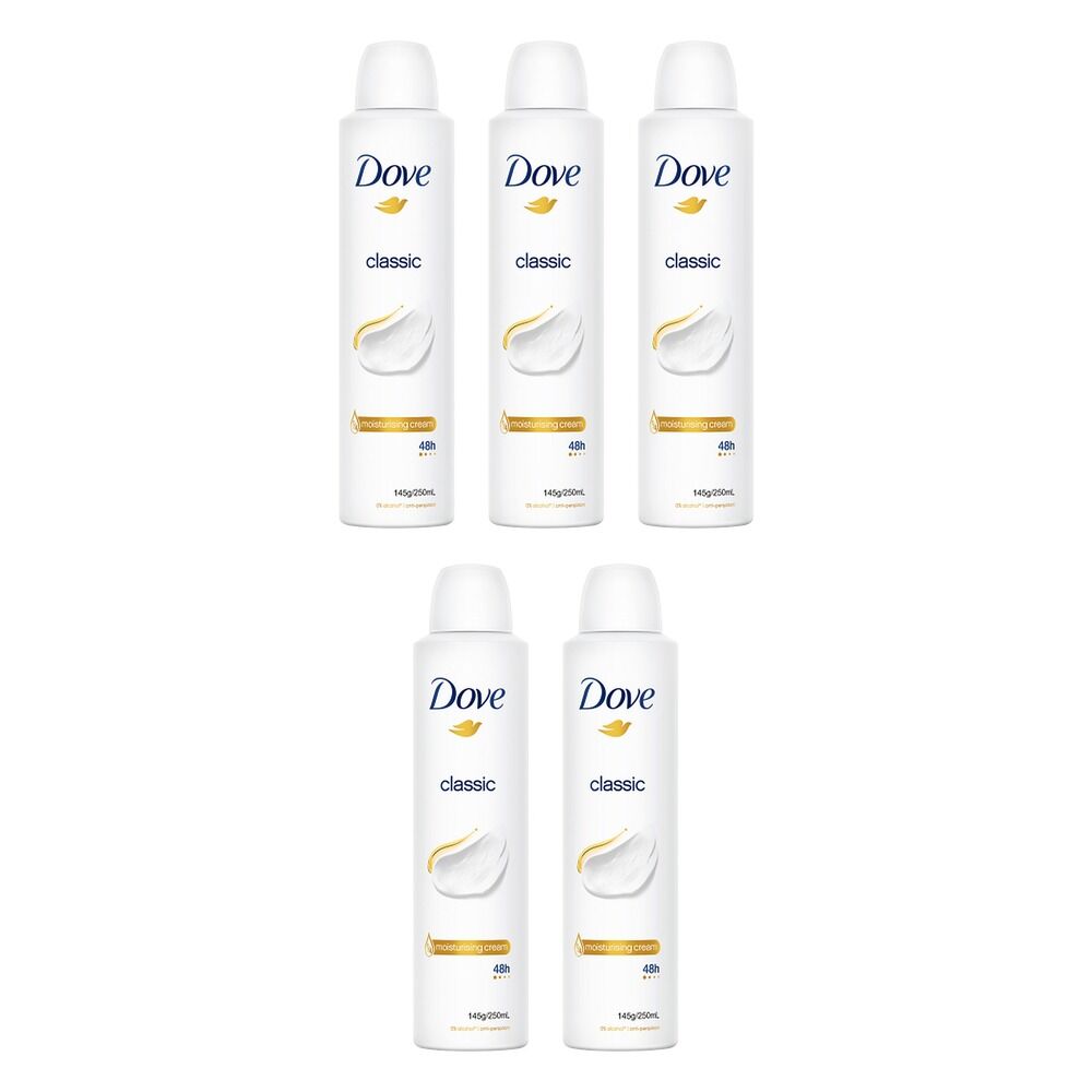 Dove Classic 48h Anti-Perspirant 1/4 Moisturising Cream 250mL Pack of 5