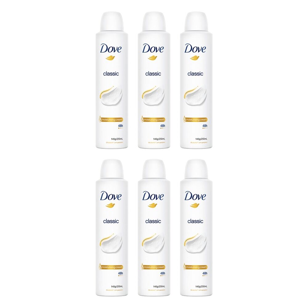 Dove Classic 48h Anti-Perspirant 1/4 Moisturising Cream 250mL Pack of 6