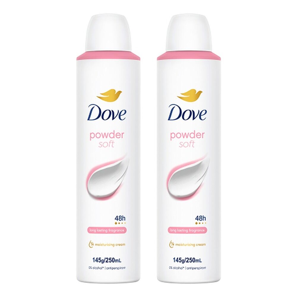 Dove Powder Soft 48h Anti-Perspirant 1/4 Moisturising Cream 250mL Pack of 2