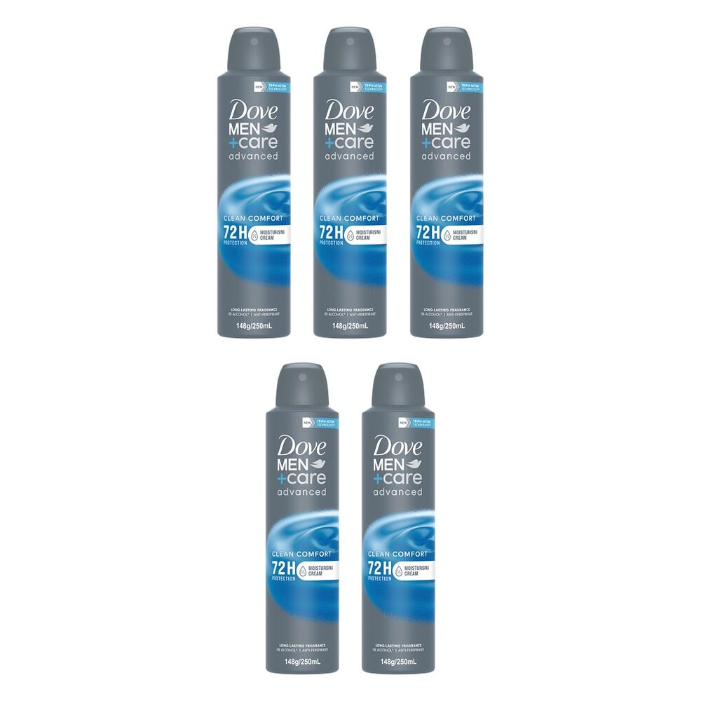 Dove Men+Care Advanced Clean Comfort 72H Anti-Perspirant 250mL Pack of 5