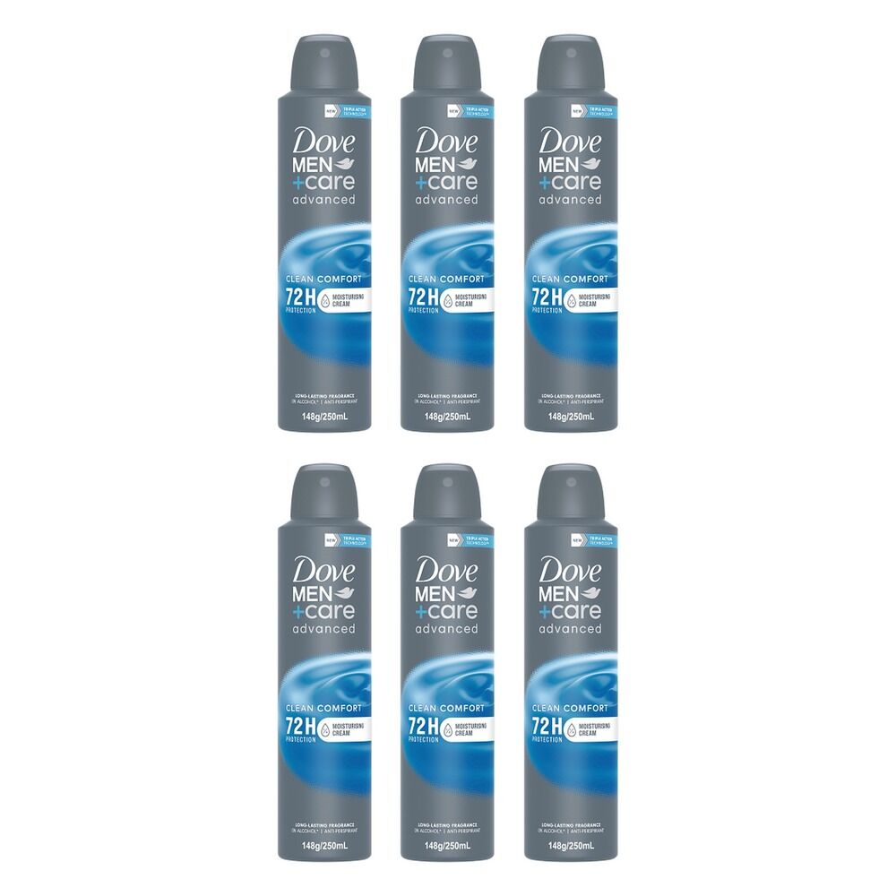 Dove Men+Care Advanced Clean Comfort 72H Anti-Perspirant 250mL Pack of 6