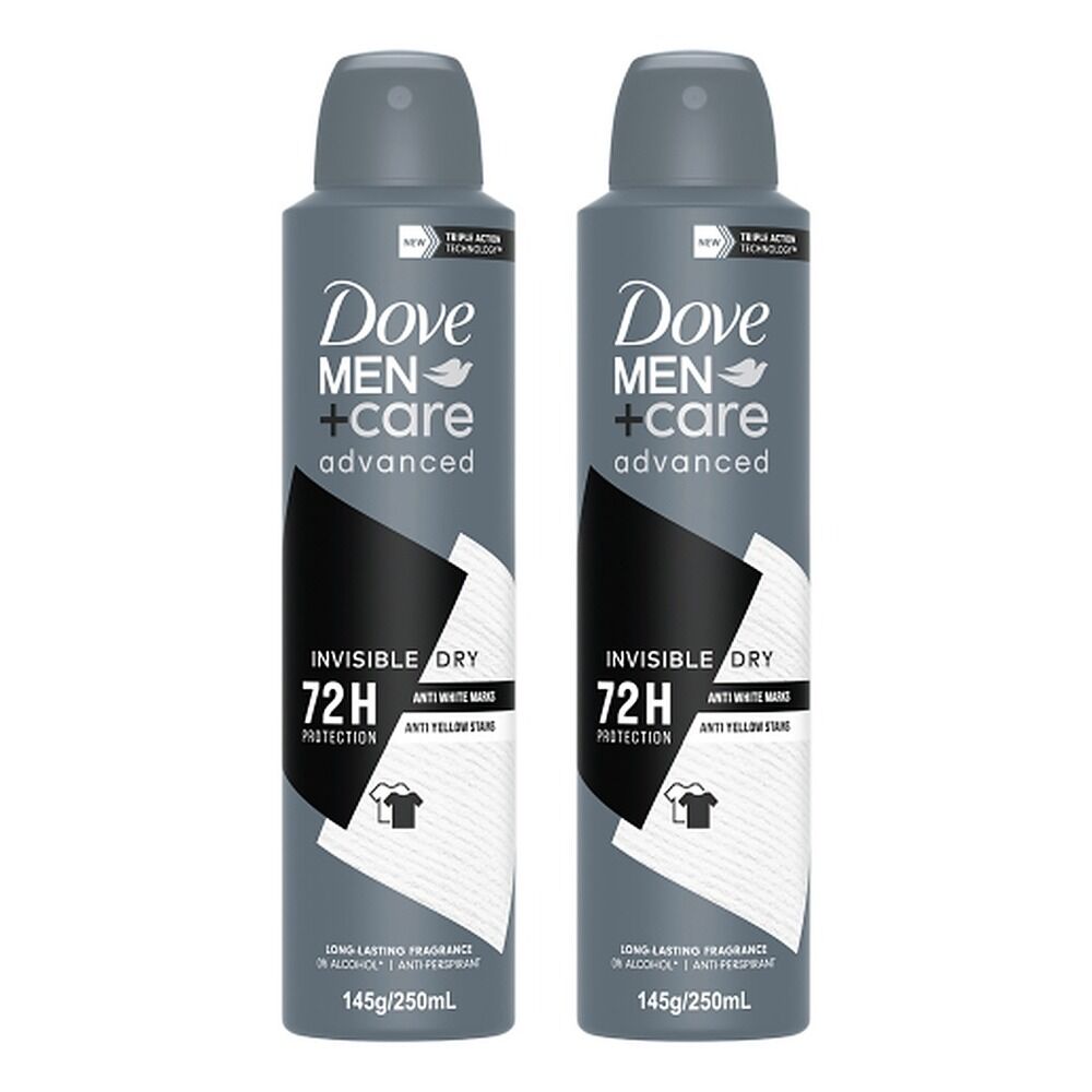Dove Men+Care Advanced Anti-Perspirant Invisible Dry 250mL Pack of 2