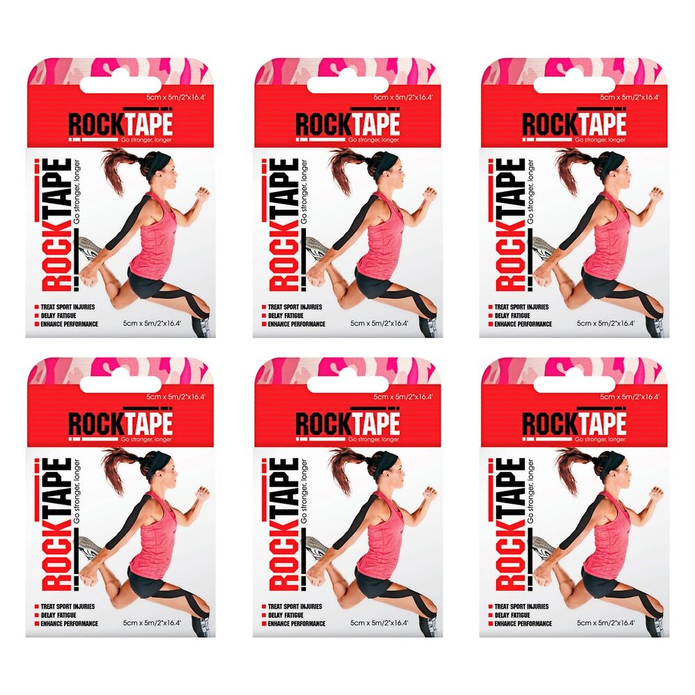 Rocktape Premium Kinesiology Tape Camo Pink 5cm x 5m Pack of 6