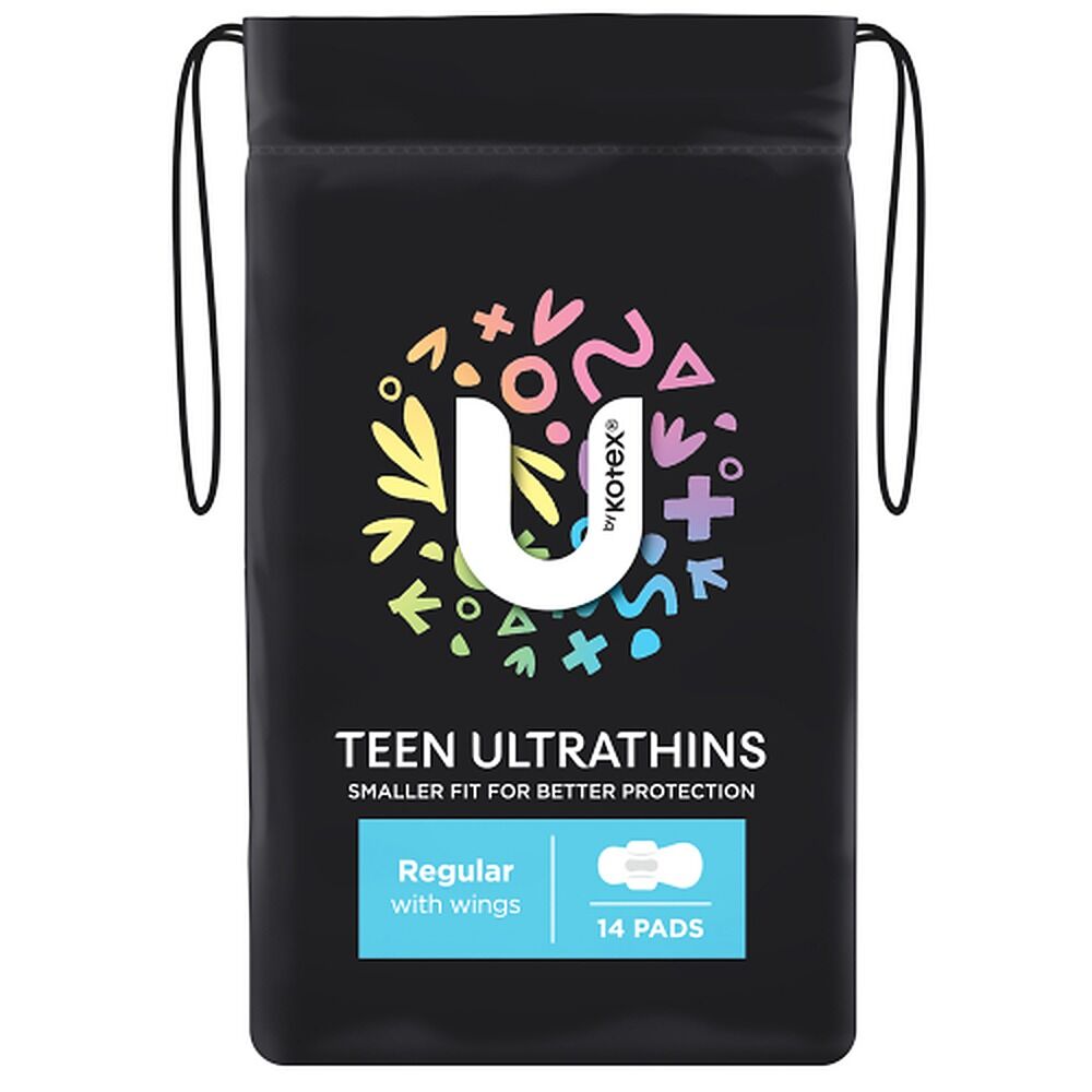 U By Kotex Teen Ultrathin Regular Pads with Wings 14 Pack x 6