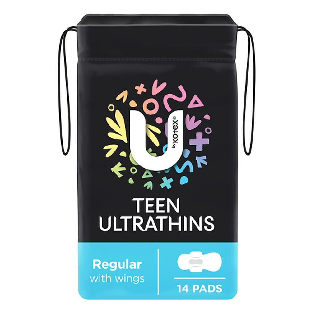 U By Kotex Teen Ultrathin Regular Pads with Wings 14 Pack x 6