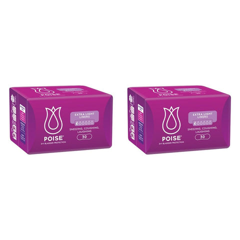Poise 3-in-1 Bladder Protection Extra Light Liners 30 Pack Bundle of 2