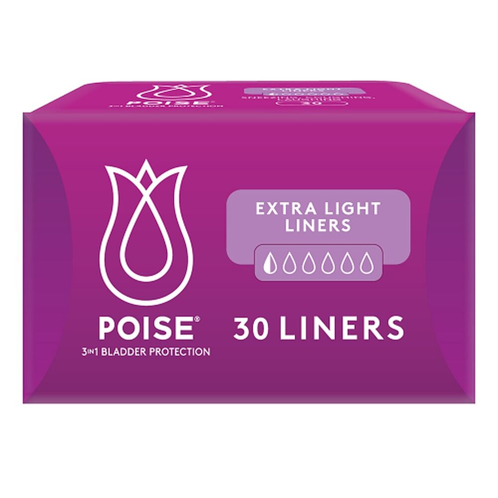Poise 3-in-1 Bladder Protection Extra Light Liners 30 Pack