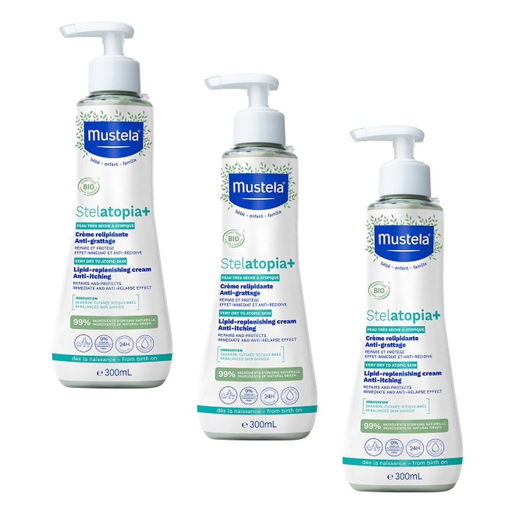 Mustela Stelatopia+ Lipid Replenishing Cream 300mL Pack of 3
