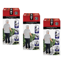 MY Foldable Walking Stick with LED Torch Pack of 3