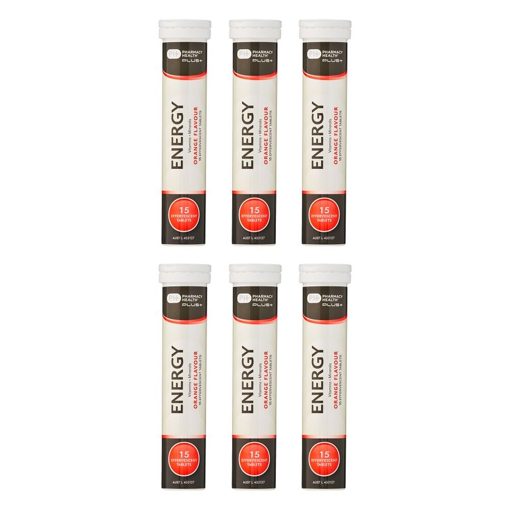 Pharmacy Health Plus Energy 15 Effervescent Tablets Pack of 6