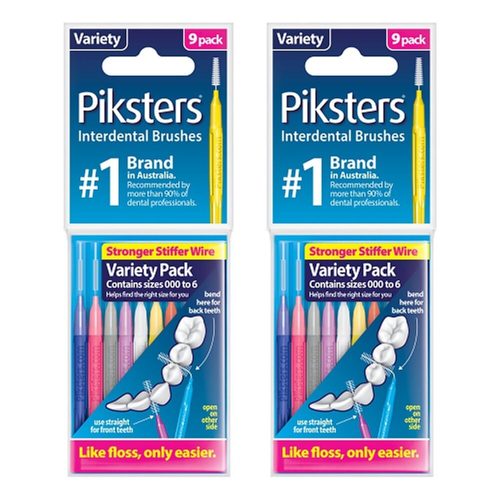 Piksters Interdental Brushes Variety 9 Pack Bundle of 2