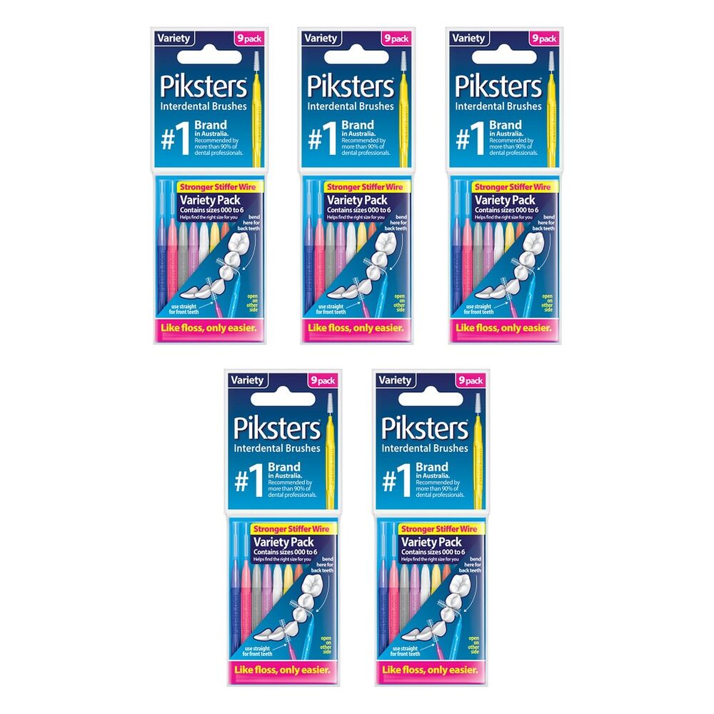 Piksters Interdental Brushes Variety 9 Pack Bundle of 5