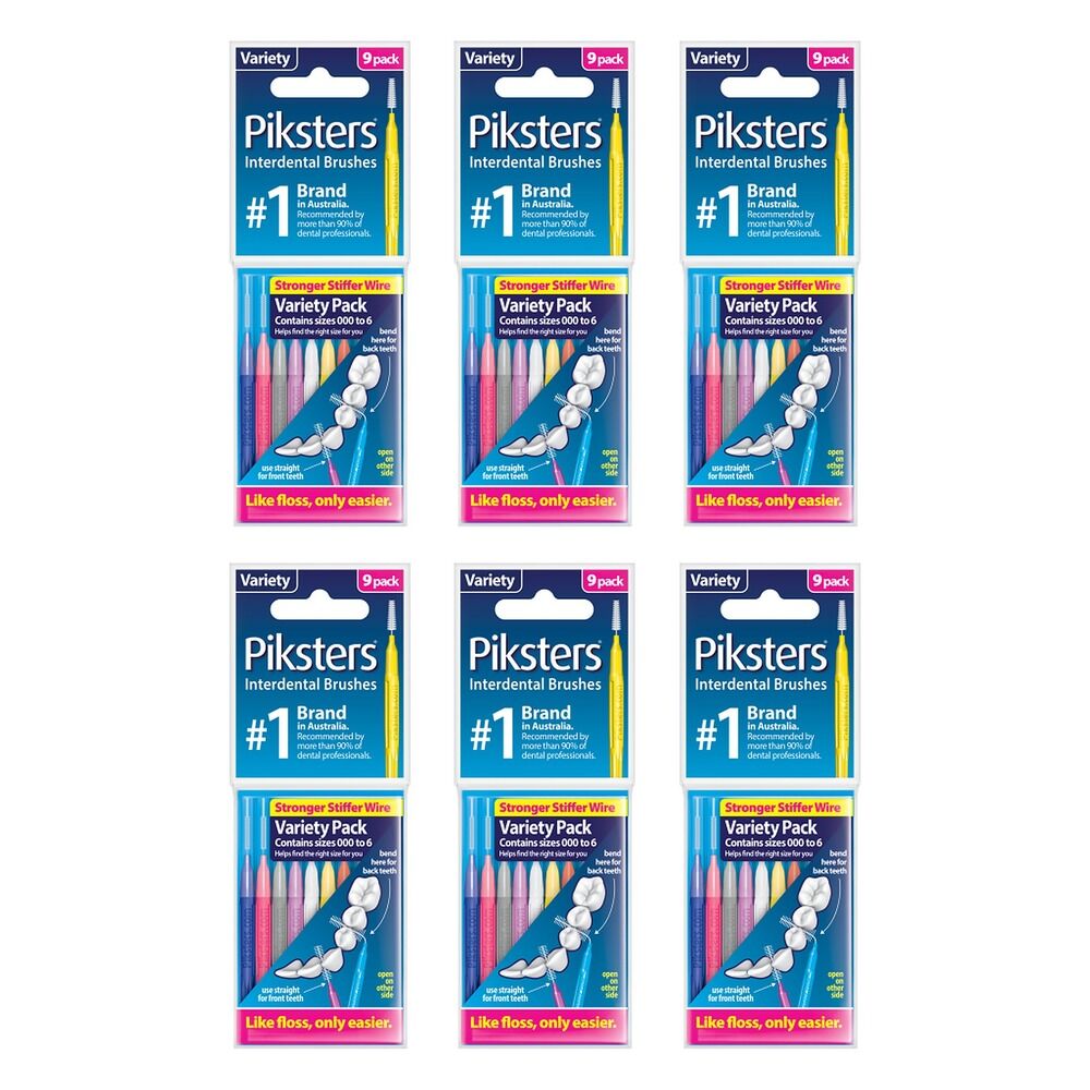 Piksters Interdental Brushes Variety 9 Pack Bundle of 6