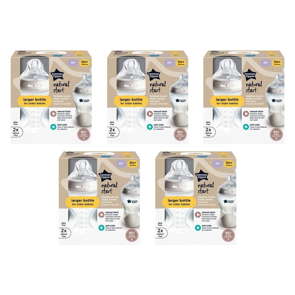 Tommee Tippee Natural Start Baby Bottle 3m+ Medium Flow 340mL Pack of 5