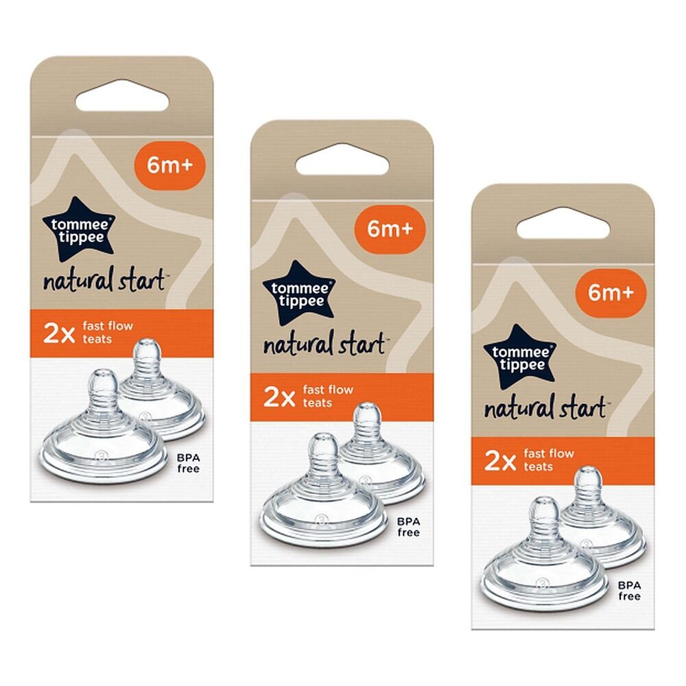Tommee Tippee Natural Start Teats 6m+ Fast Flow 2 Pack Bundle of 3