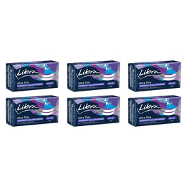 Libra Ultra Thin Goodnights Pads Long & Wide with Wings 6 Pack Bundle of 6