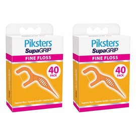Piksters SupaGRIP Floss Picks Fine 40 Pack Bundle of 2