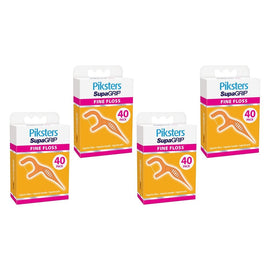Piksters SupaGRIP Floss Picks Fine 40 Pack Bundle of 4