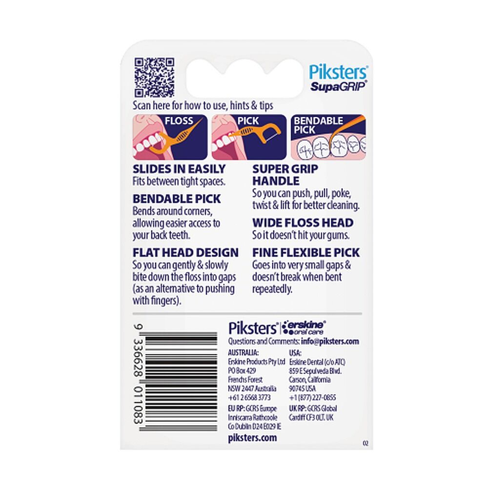 Piksters SupaGRIP Floss Picks Fine 40 Pack