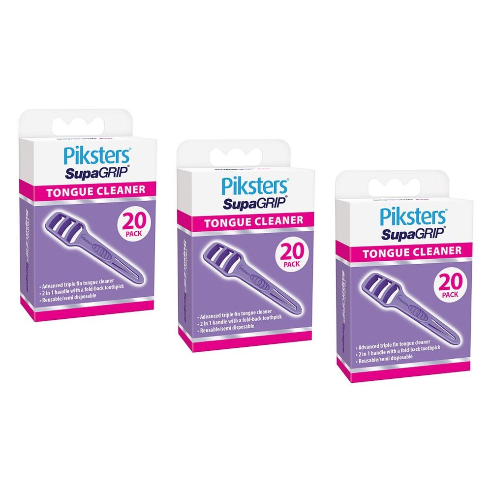 Piksters SupaGRIP Tongue Cleaner 20 Pack Bundle of 3