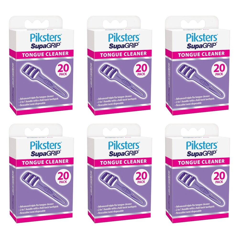 Piksters SupaGRIP Tongue Cleaner 20 Pack Bundle of 6