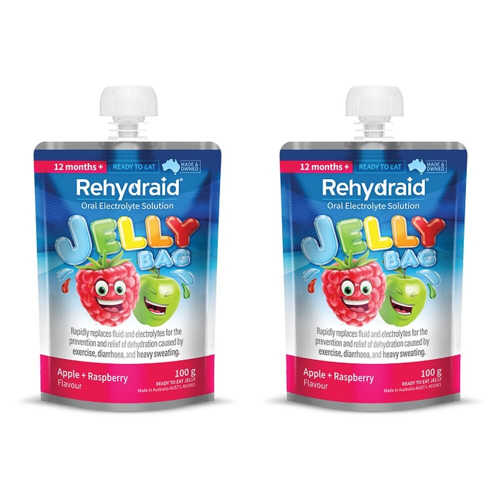 Rehydraid Apple Raspberry Jelly Bag 100g x 8 Bundle of 2