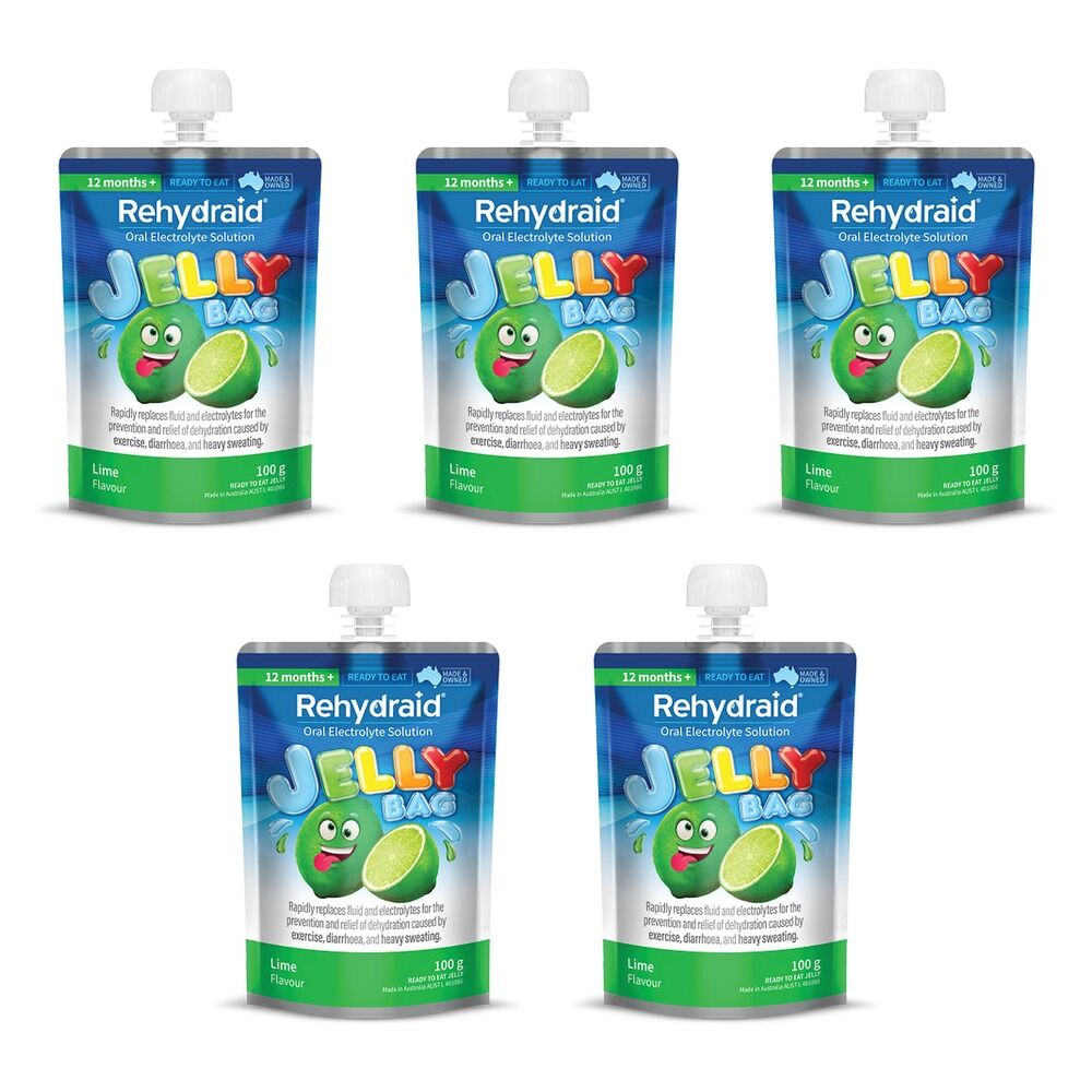 Rehydraid Lime Jelly Bag 100g x 8 Bundle of 5