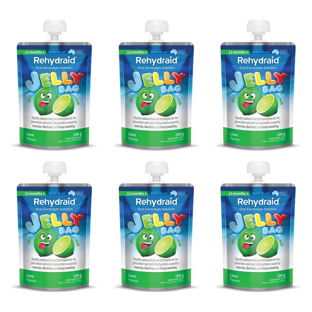 Rehydraid Lime Jelly Bag 100g x 8 Bundle of 6