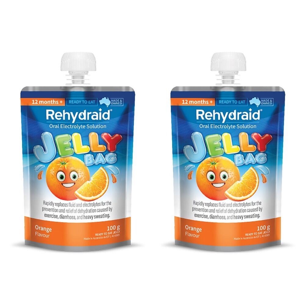 Rehydraid Orange Jelly Bag 100g x 8 Bundle of 2