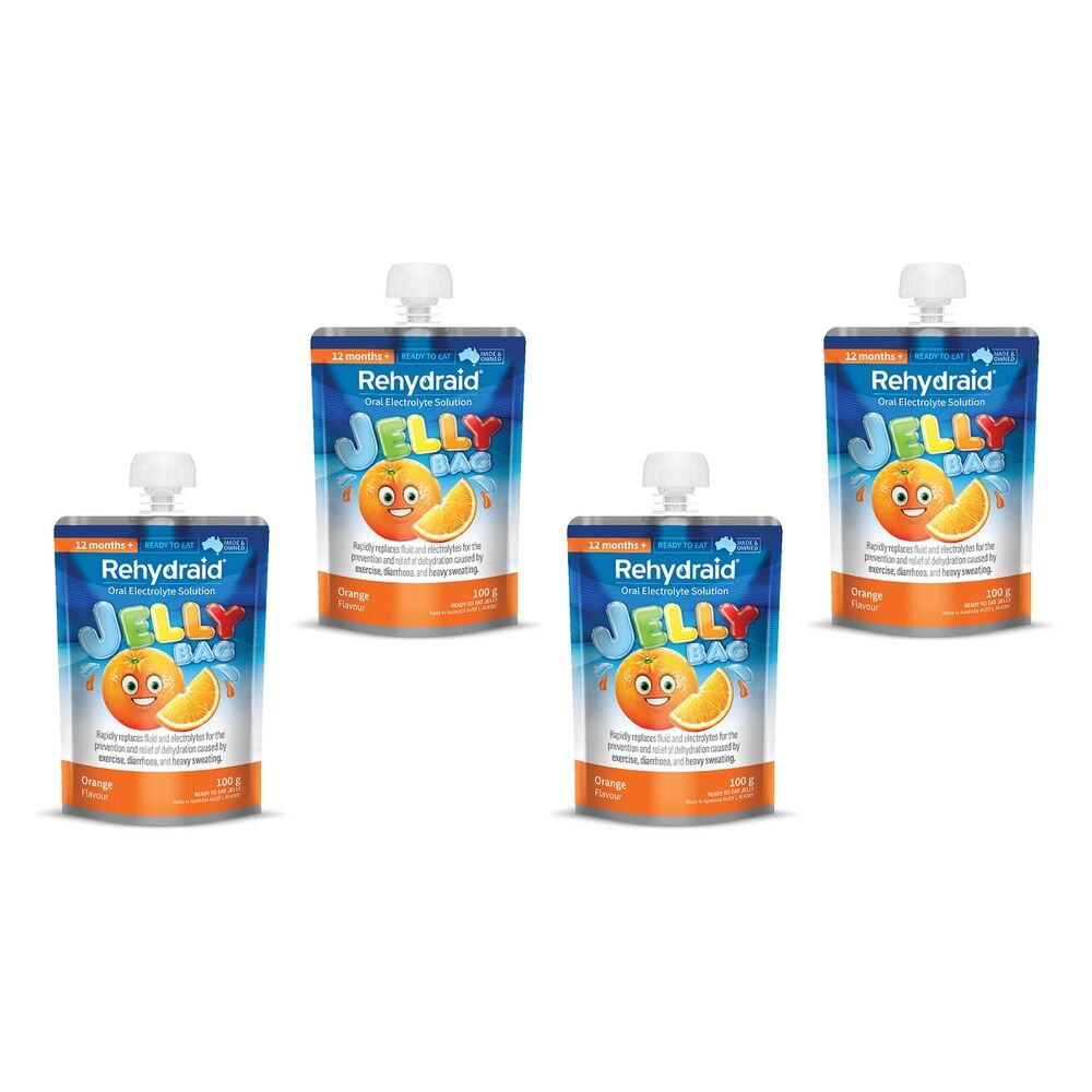 Rehydraid Orange Jelly Bag 100g x 8 Bundle of 4