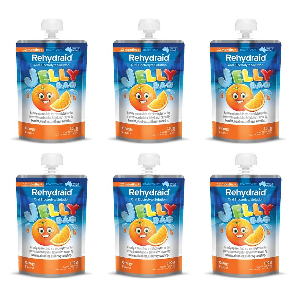 Rehydraid Orange Jelly Bag 100g x 8 Bundle of 6