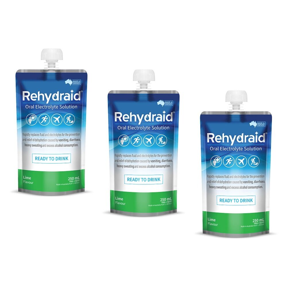 Rehydraid Lime Doypack 250mL x 6 Bundle of 3