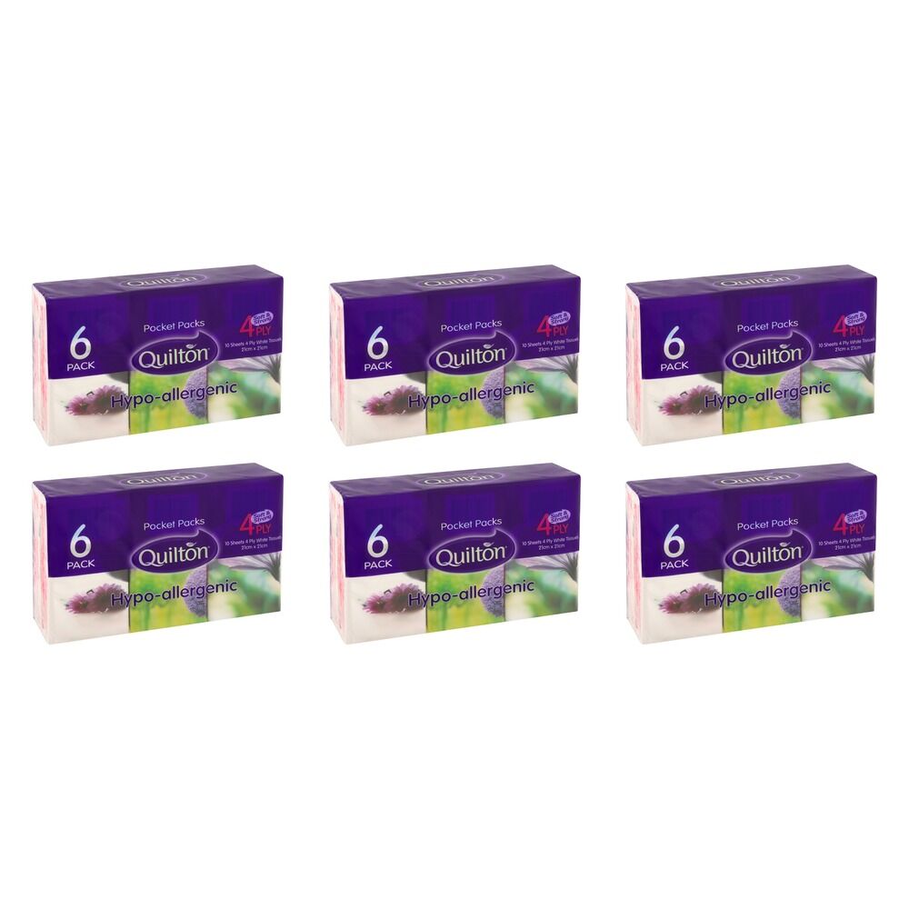 Quilton Pocket Pack Facial Tissues 6 Pack x 7 Bundle of 6