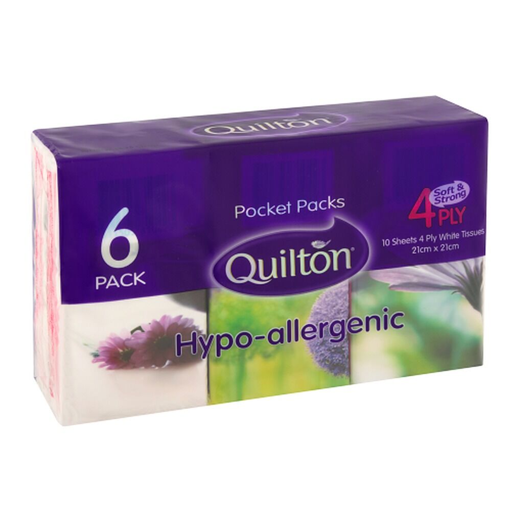 Quilton Pocket Pack Facial Tissues 6 Pack