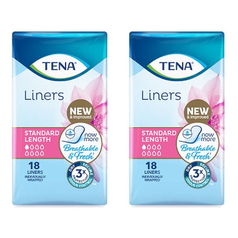 Tena Liners Standard Length 18 Pack x 6 Bundle of 2