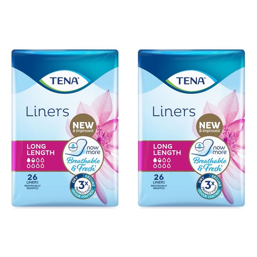 Tena Liners Extra Long Length 26 Pack x 6 Bundle of 2