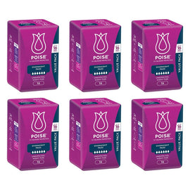 Poise Overnight Incontinence Pads 6 Drops 16 Pack Bundle of 6